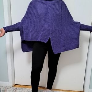 Hand made asymmetric  sweater poncho